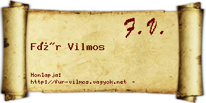 Für Vilmos névjegykártya
